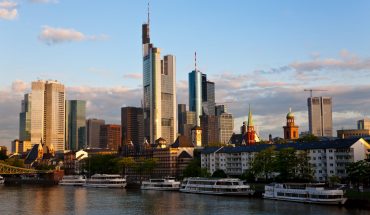 Skyline of Frankfurt and Main River in the early morning,